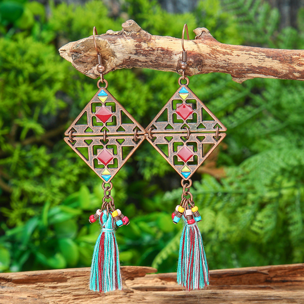 Bohemian Vintage Tassel Earrings Set Handmade Zinc Alloy Accessories