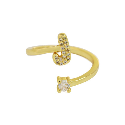 Letters AâZ Sparkling Zircon Adjustable Ring