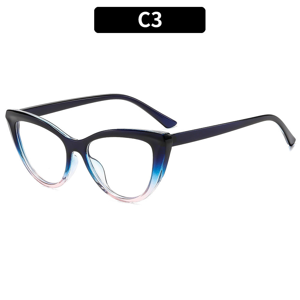 Trendy Color Block Cat Eye Blue Light Blocking Glasses for Women