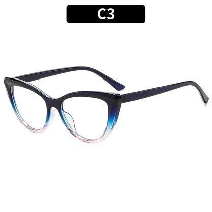 Trendy Color Block Cat Eye Blue Light Blocking Glasses for Women