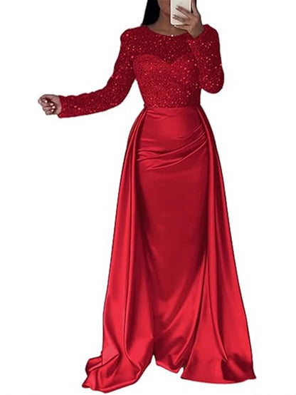 Elegant Satin Mermaid Dress With Beading For Formal Events