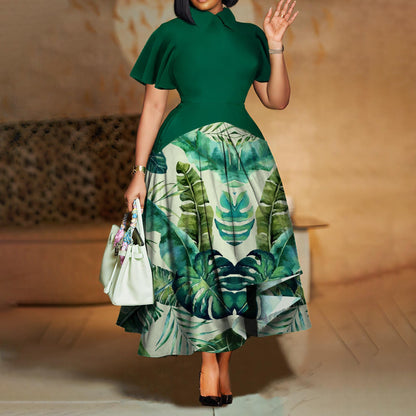 Elegant Ruffle Sleeve Maxi Dress With Pockets