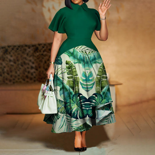 Elegant Ruffle Sleeve Maxi Dress With Pockets