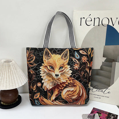 Fashionable Gold Embroidery Animal Tote Bag Stylish Shoulder Bag