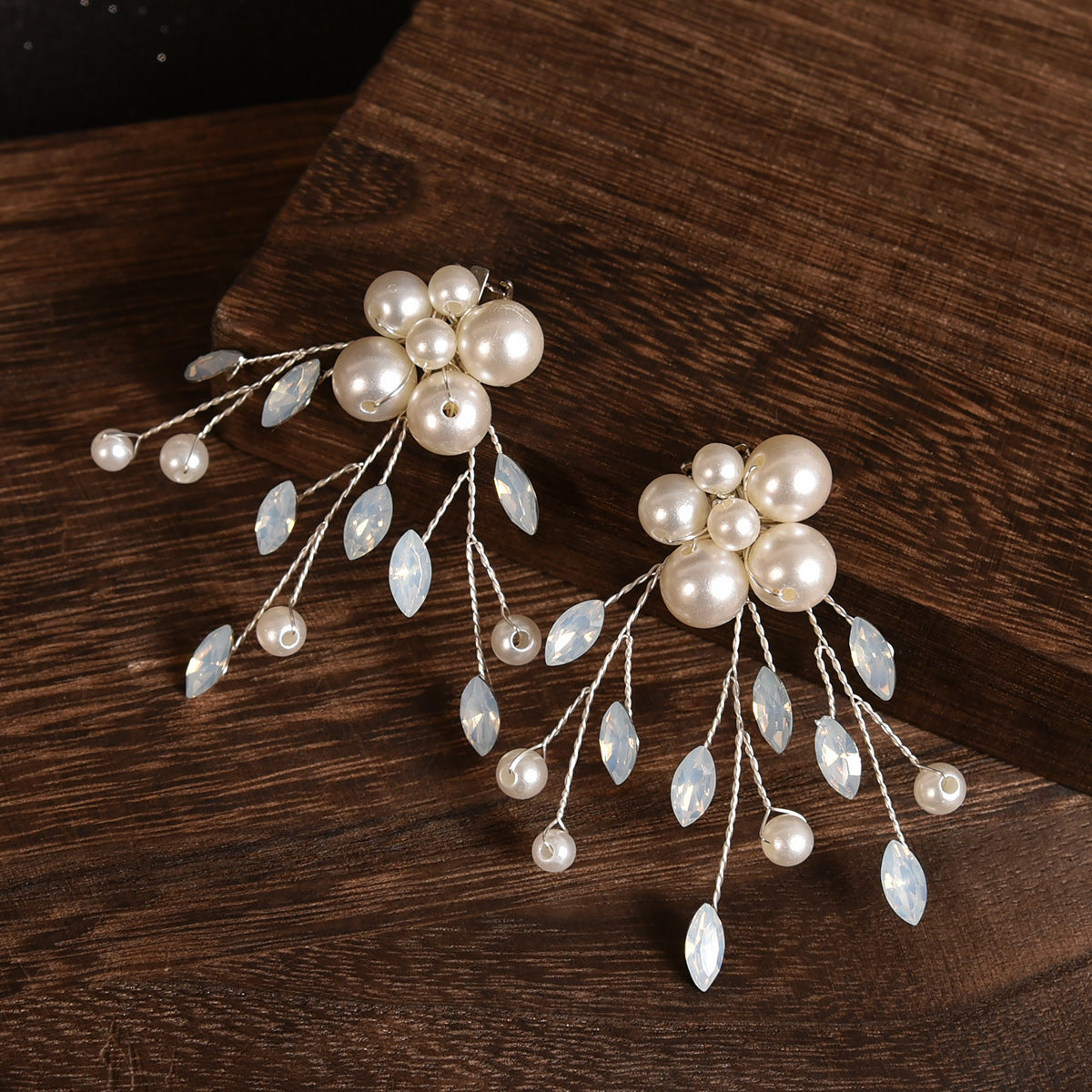 Removable Pearl Protein Blue Rhinestone Shoe Clips Floral Accessories