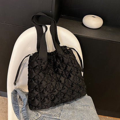 Trendy Velvet Bucket Bag Soft Casual Tote