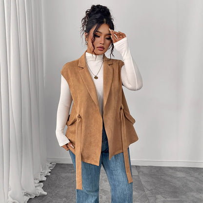 Trendy Solid Color Vest For Women - Loose Fit Sleeveless Layered Outerwear