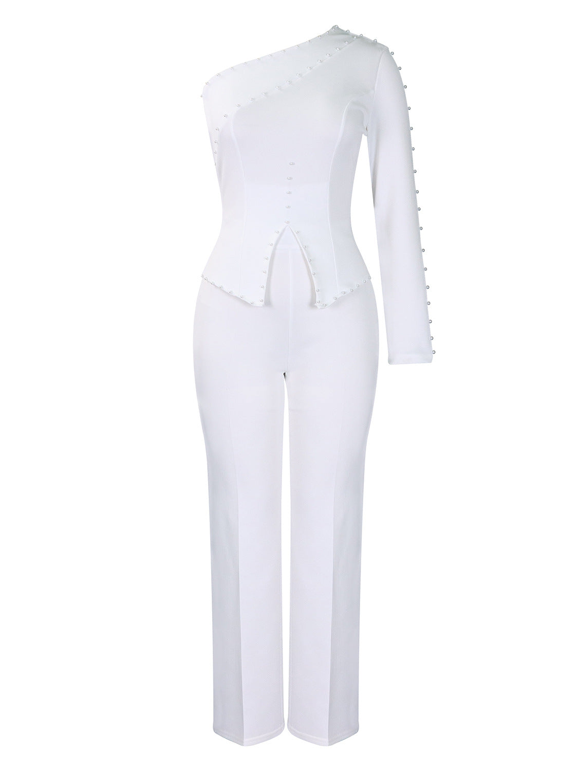 Elegant Beaded Two-Piece Set With Pants