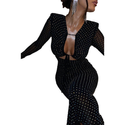 Colorful Sequin Bodycon Dress with Hollow Out and Lace-up Details