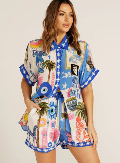 Linen Casual Stylish Shirt and Shorts Set