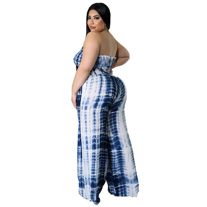 Stylish Tie-Dye Print Two-Piece Set With Sleeveless Top And Long Pants