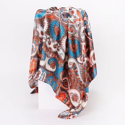 New Square Scarf Women'S Scarf Ethnic Style Shawl Cashew Fruit Pattern Retro Headband