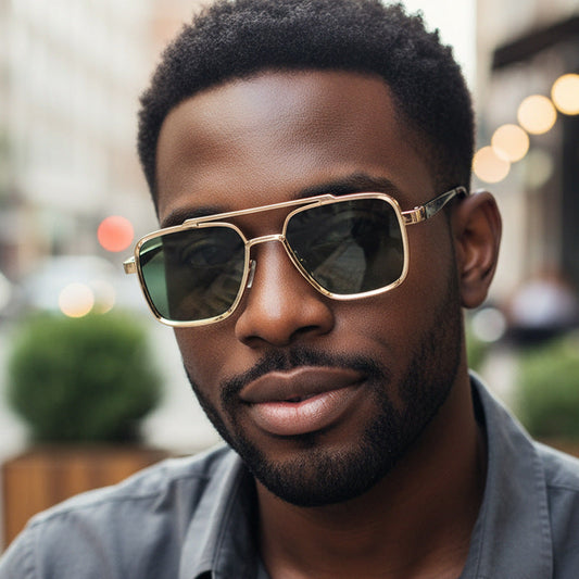 Men's Stylish Double Bridge Pilot Sunglasses with UV400 Protection