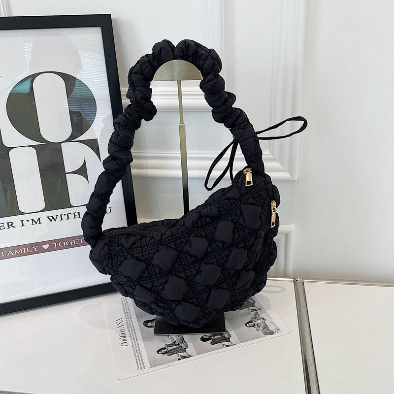 Chic Puffed Women's Shoulder Bag Trendy Nylon Crossbody Bag