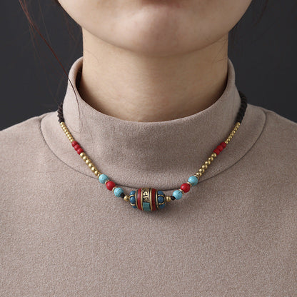 Tibetan Ethnic Style Nepal Beads Woven Clavicle Chain Retro Simple Joker Fashion Niche Necklace