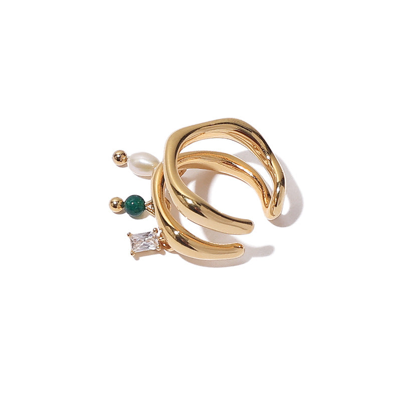 Pearl Layered Zircon Elegant Vintage Clip Earring