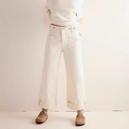 Wide Leg Washable Denim Pants for Women - Trendy Casual Style