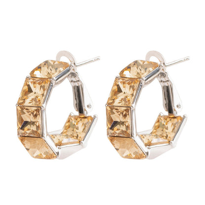 Geometric Crystal Zircon Earrings Stylish Elegant Accessory