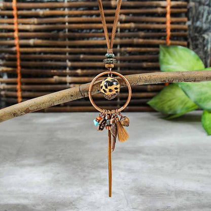 Bohemian Dreamcatcher Tassel Earrings and Wooden Necklace Set