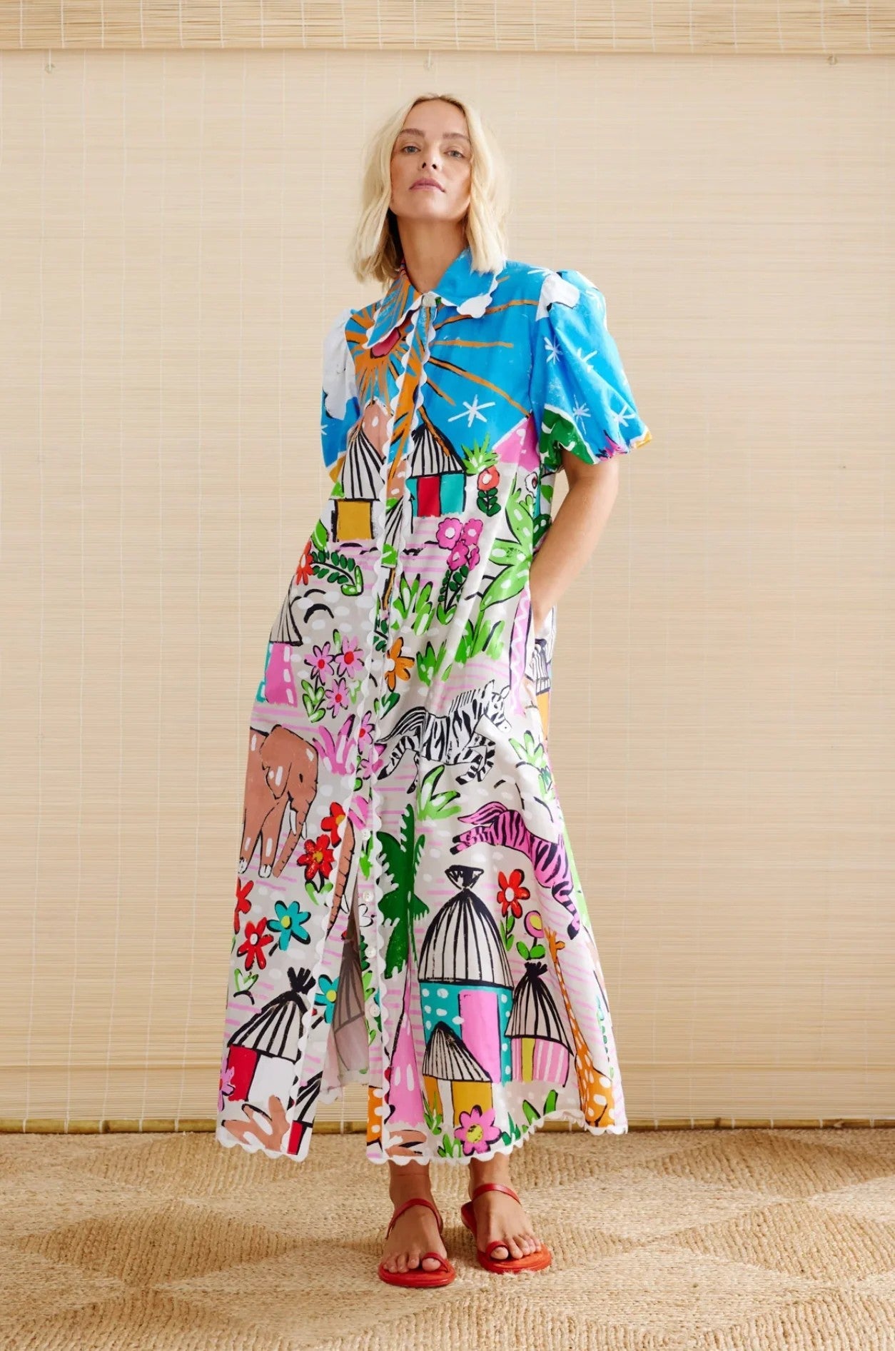 Linen Floral Print Shirt Dress with Casual Elegance