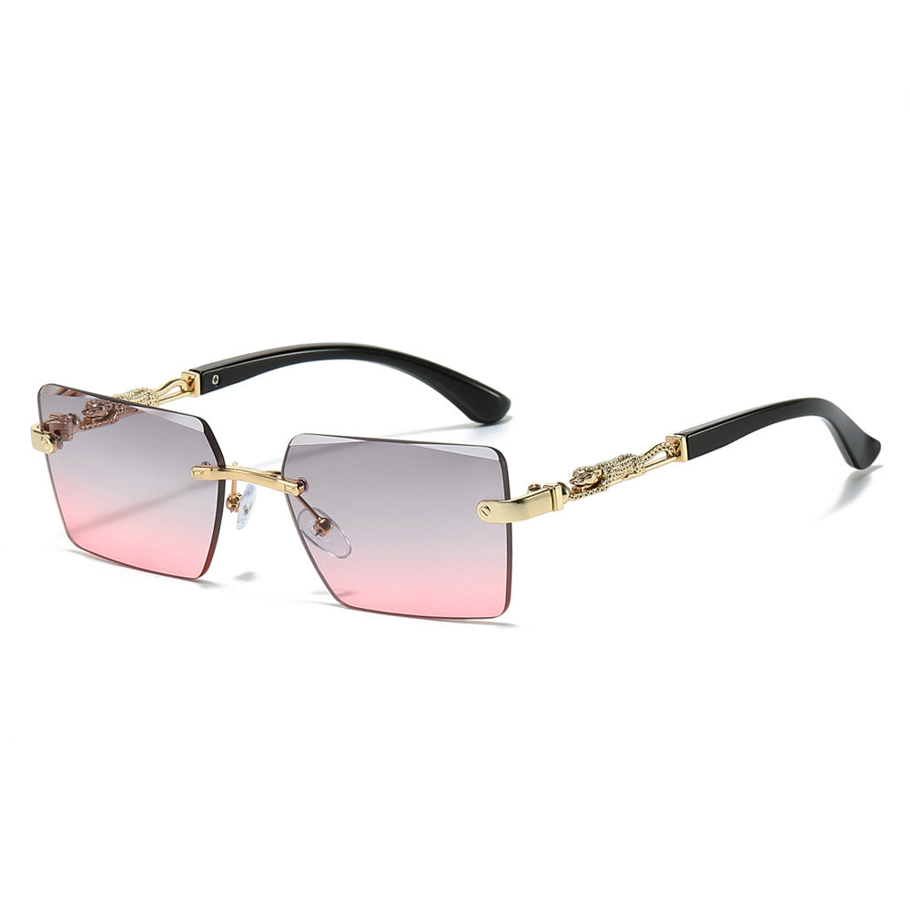 Trendy Square Sunglasses with Leopard Decoration