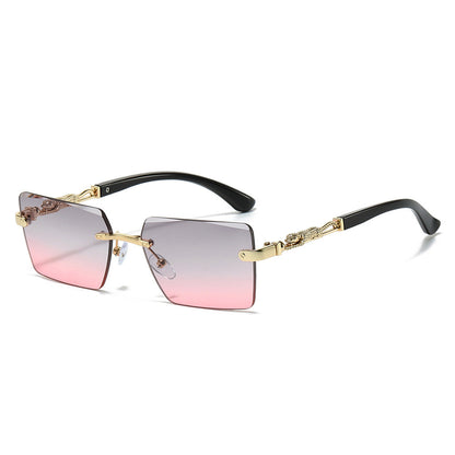 Trendy Square Sunglasses with Leopard Decoration