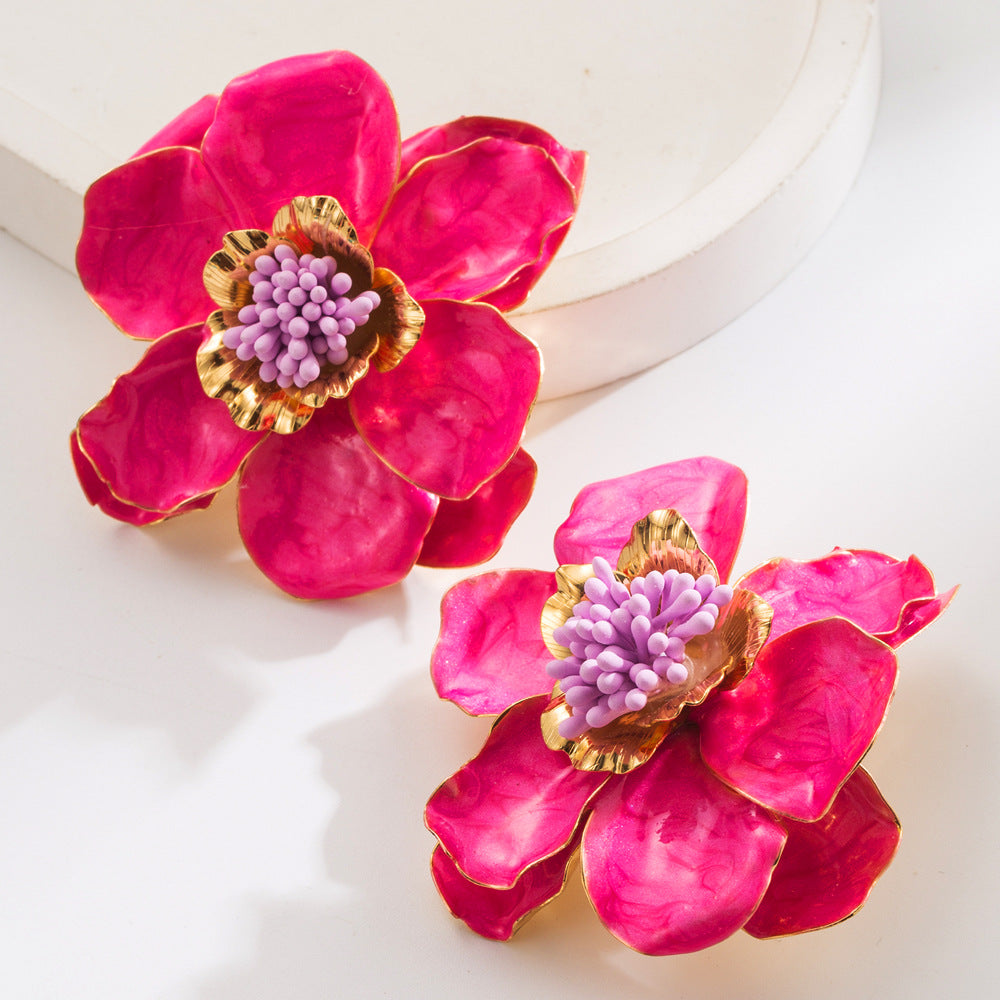 Elegant Vintage Camellia Flower Earrings Luxury Style
