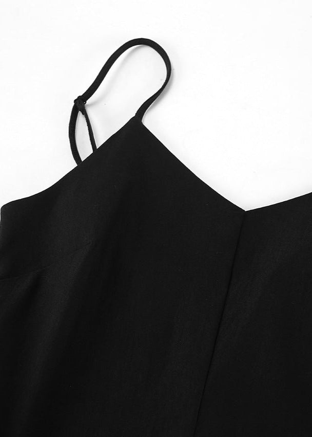 Backless Spaghetti Strap Maxi Dress Black Sheer