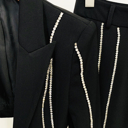 Elegant Hollow Rhinestone Suit Set