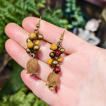 Vintage Botanical Wood Hoop Earrings - Handcrafted Nature-Inspired Designs