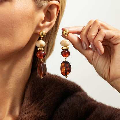 Geometric Resin Dangle Earrings Irregular Acrylic Metal Jewelry