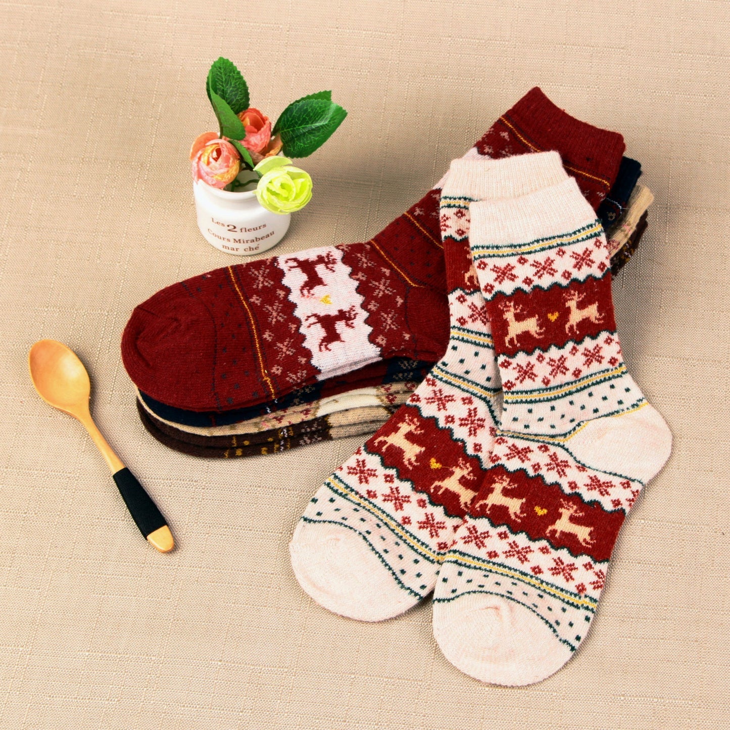 Rufia - Christmas Reindeer Pattern Warm Socks