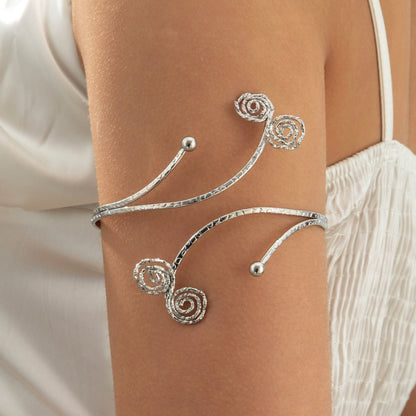 Floral Open Arm Cuff Bracelet Geometric Punk Style Beach Party Jewelry