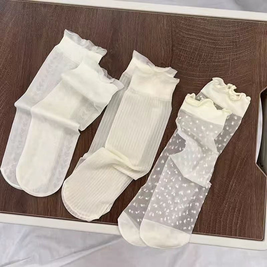 Sweet Ruffle Simple Thin Socks