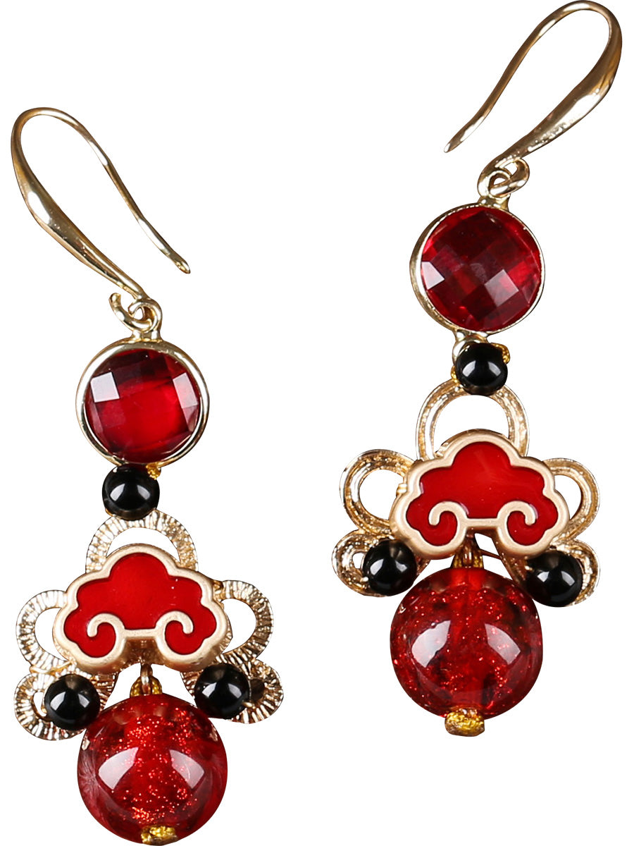 Red Cheongsam Antique National Style Earrings