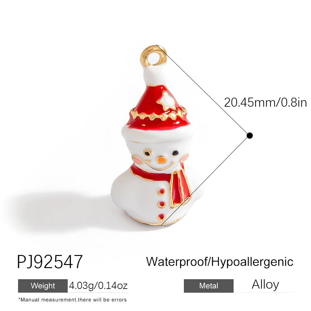 Cute Snowman Bell Pendant DIY Accessories for Festive Crafting
