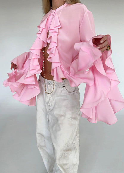 Ruffled Statement Blouse Lightweight Flowing Fabric