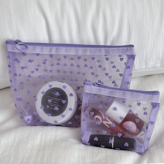 Heart-Shaped Velvet Cosmetic Bag Multifunctional Portable Organizer