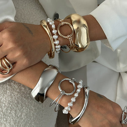 Geometric Alloy Bracelet Set Minimalist Spring Band