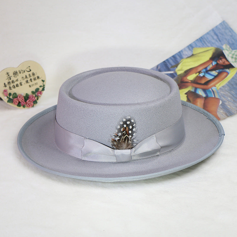 Trendy Pork Pie Wool Felt Hat for Men and Women