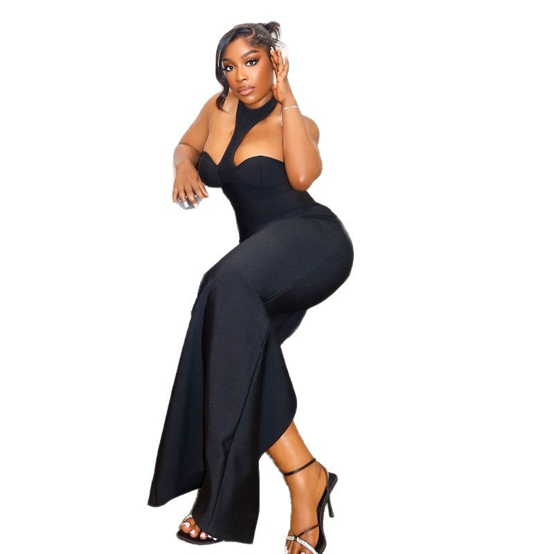 Elegant Women'S Sleeveless Bodycon Maxi Dress In Black