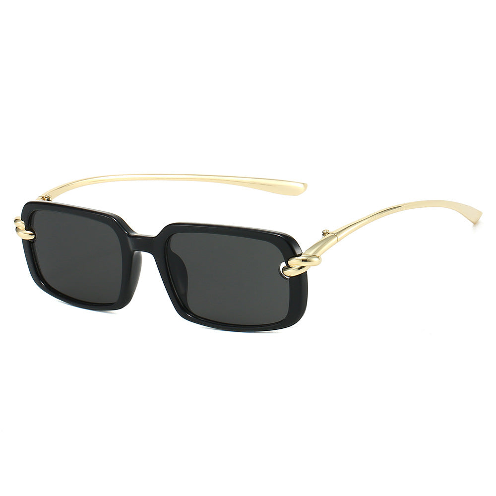 Trendy Retro Square Sunglasses with Metal Legs