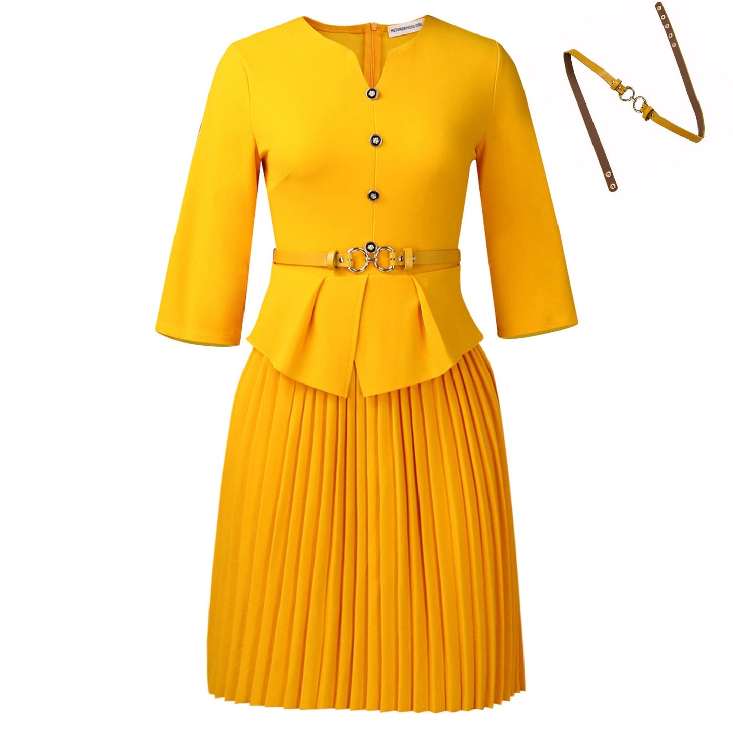 Elegant A-Line Knit Dress With Belt For Women