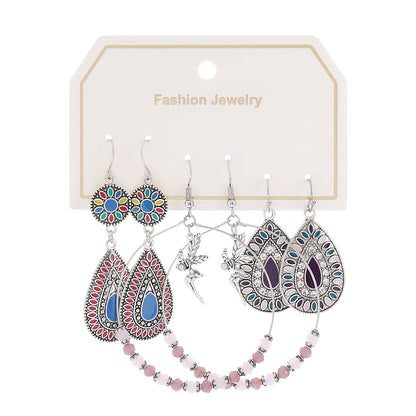 Bohemian Turquoise Tassel Earrings Vintage Alloy Jewelry