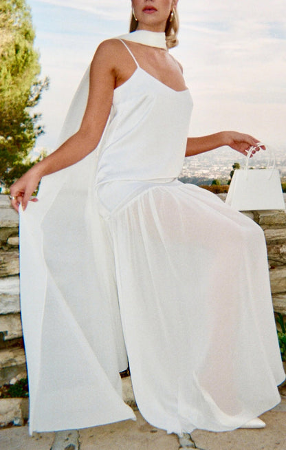 Solid Color Splicing Spaghetti Maxi Dress