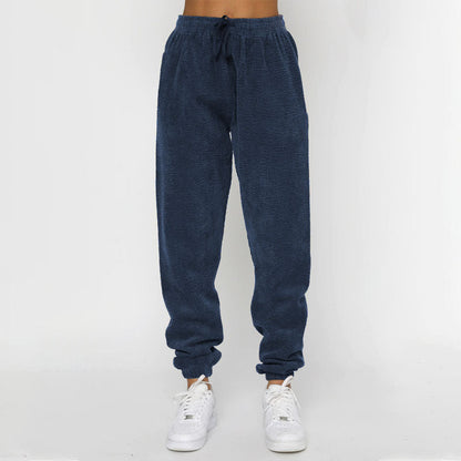 Solid Color Corduroy Casual Pullover Set