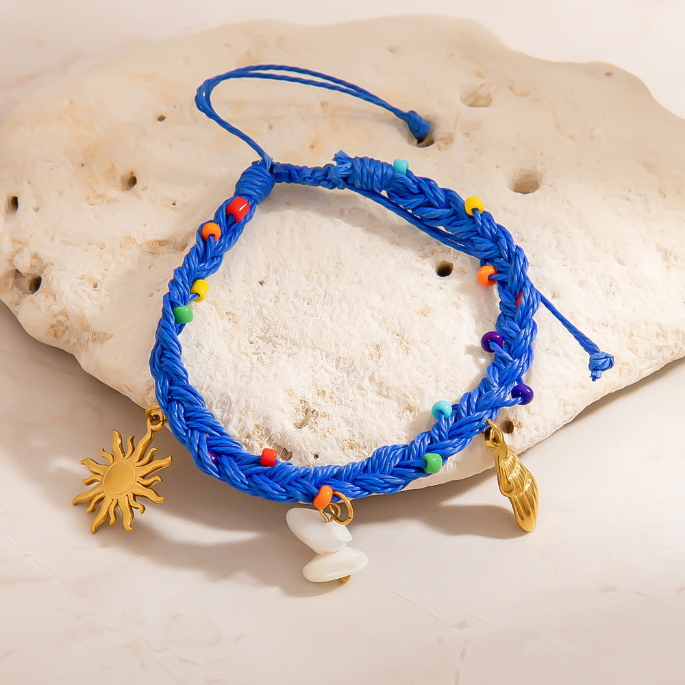 Bohemian Adjustable Shell and Starfish Pendant Bracelet