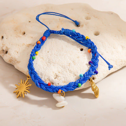 Bohemian Adjustable Shell and Starfish Pendant Bracelet