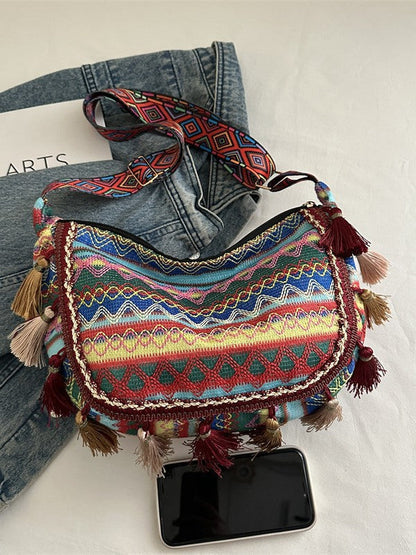 Bohemian Fringe Tote Bag Stylish Crossbody Purse