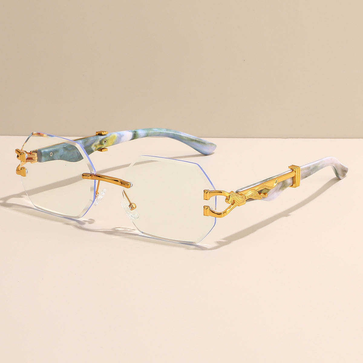 Trendy Square Frame Sunglasses With Leopard Print Edge